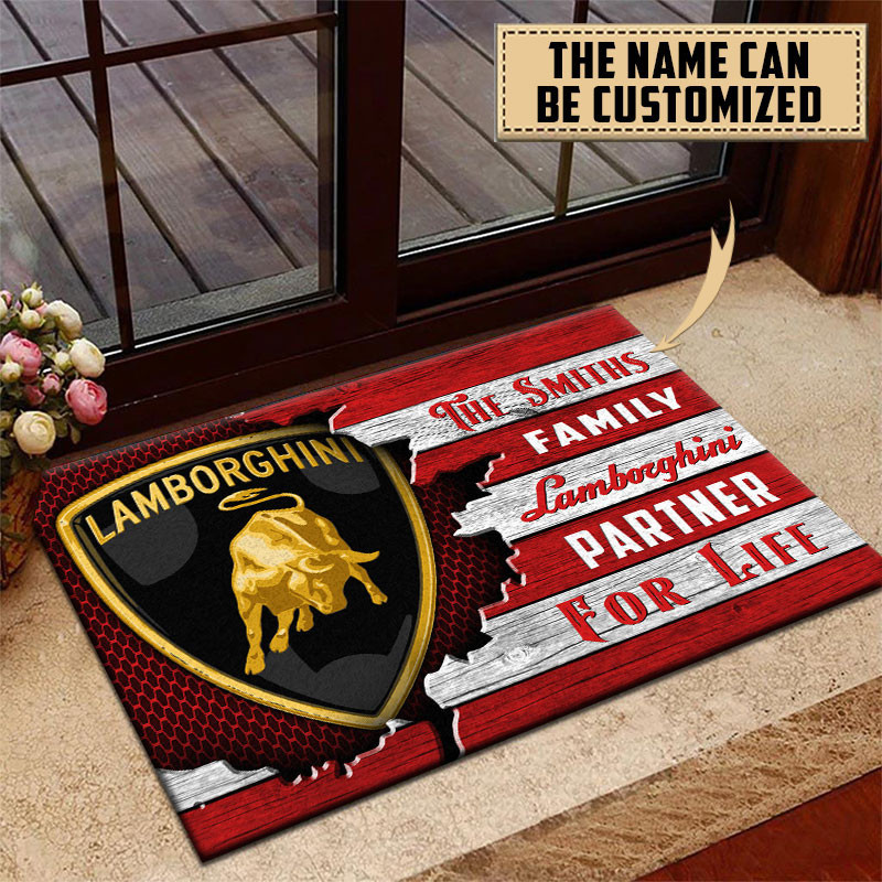 Lamborghini Doormat Custom Name, Multicolor - Famjoys Lamborghini Doormat Custom Name, Multicolor - Famjoys