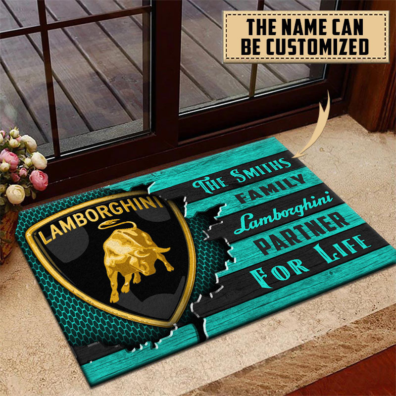 Lamborghini Doormat Custom Name, Multicolor - Famjoys Lamborghini Doormat Custom Name, Multicolor - Famjoys