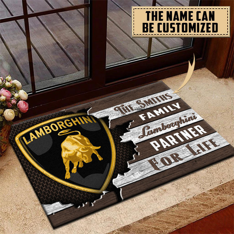 Lamborghini Doormat Custom Name, Multicolor - Famjoys Lamborghini Doormat Custom Name, Multicolor - Famjoys