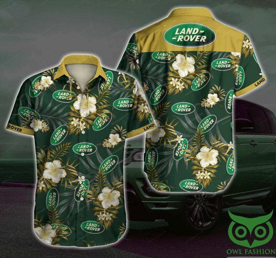 Land Rover Floral Dark Green Yellow Hawaiian Shirt - Famjoys Land Rover Floral Dark Green Yellow Hawaiian Shirt - Famjoys