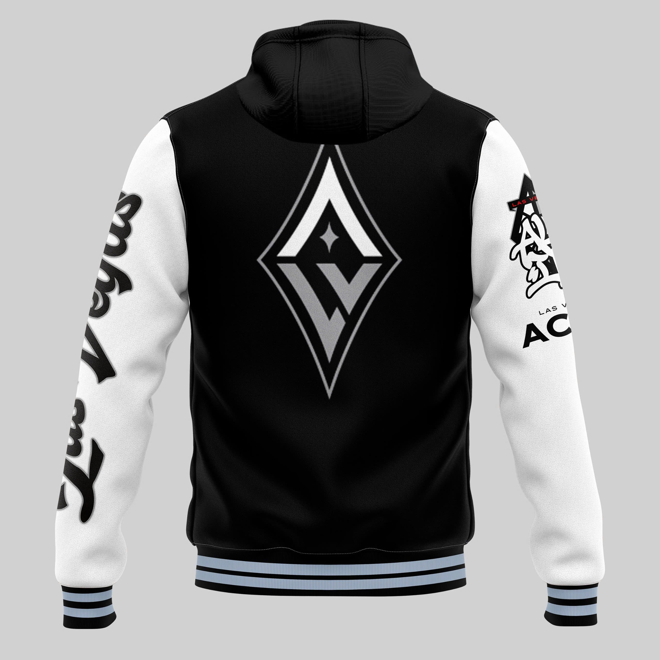 Las Vegas Aces Hooded Letterman Jacket - Famjoys Las Vegas Aces Hooded Letterman Jacket - Famjoys