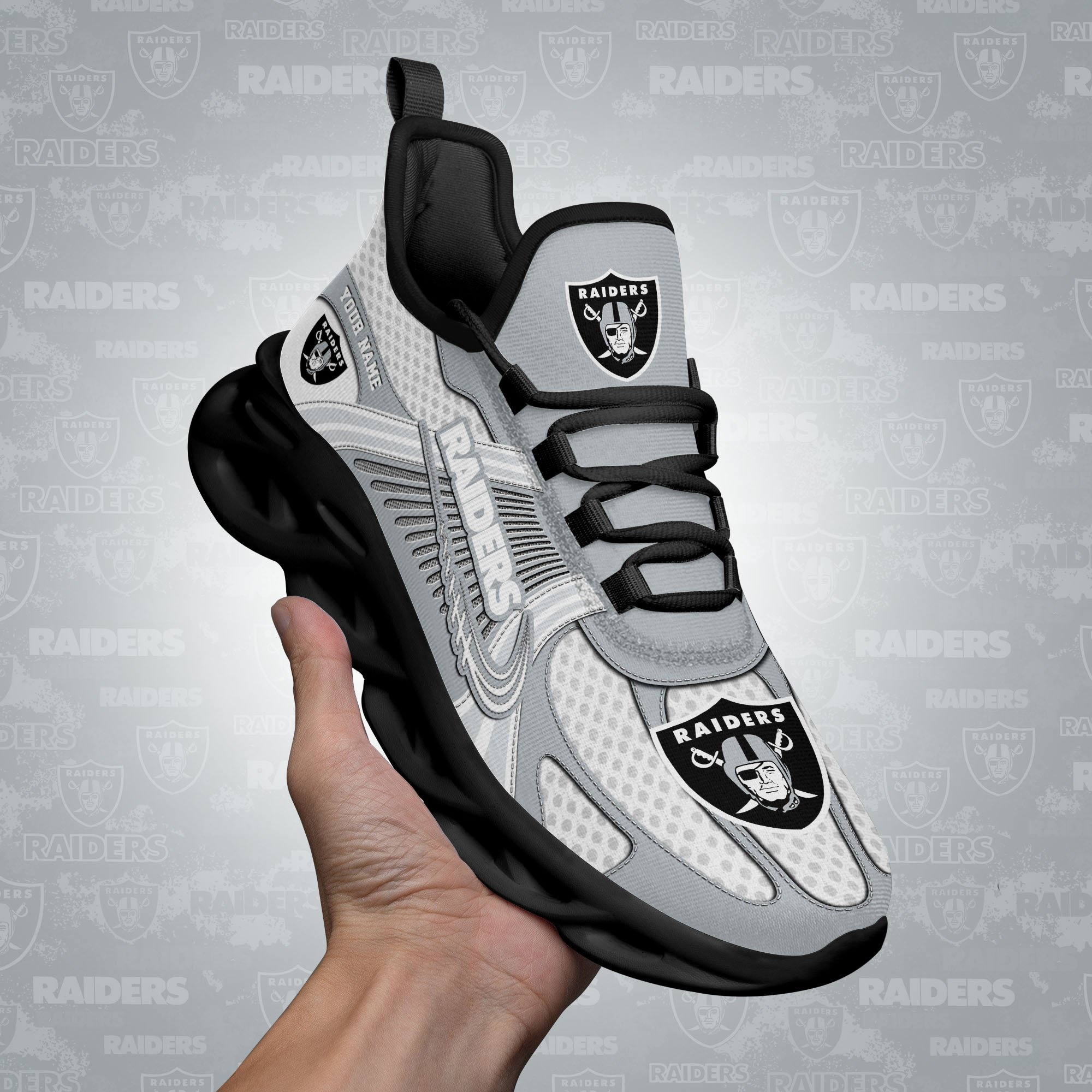 Las Vegas Raiders Clunky Sneakers Custom Your Name, Sport Sneakers For Fans, Gifts For Sport Lovers, Gift For Dad ETRG-62453 - Famjoys Las Vegas Raiders Clunky Sneakers Custom Your Name, Sport Sneakers For Fans, Gifts For Sport Lovers, Gift For Dad ETRG-62453 - Famjoys