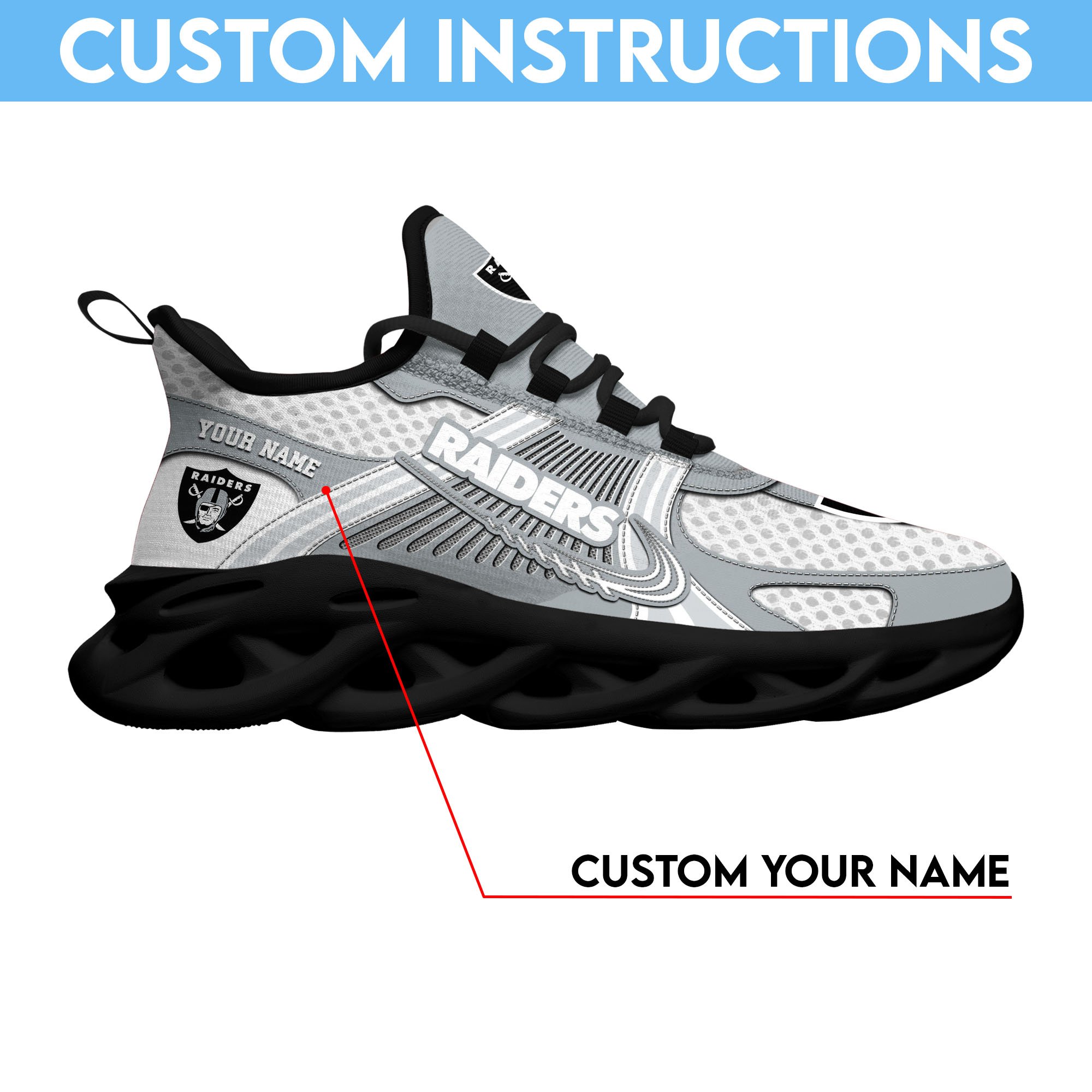 Las Vegas Raiders Clunky Sneakers Custom Your Name, Sport Sneakers For Fans, Gifts For Sport Lovers, Gift For Dad ETRG-62453 - Famjoys Las Vegas Raiders Clunky Sneakers Custom Your Name, Sport Sneakers For Fans, Gifts For Sport Lovers, Gift For Dad ETRG-62453 - Famjoys