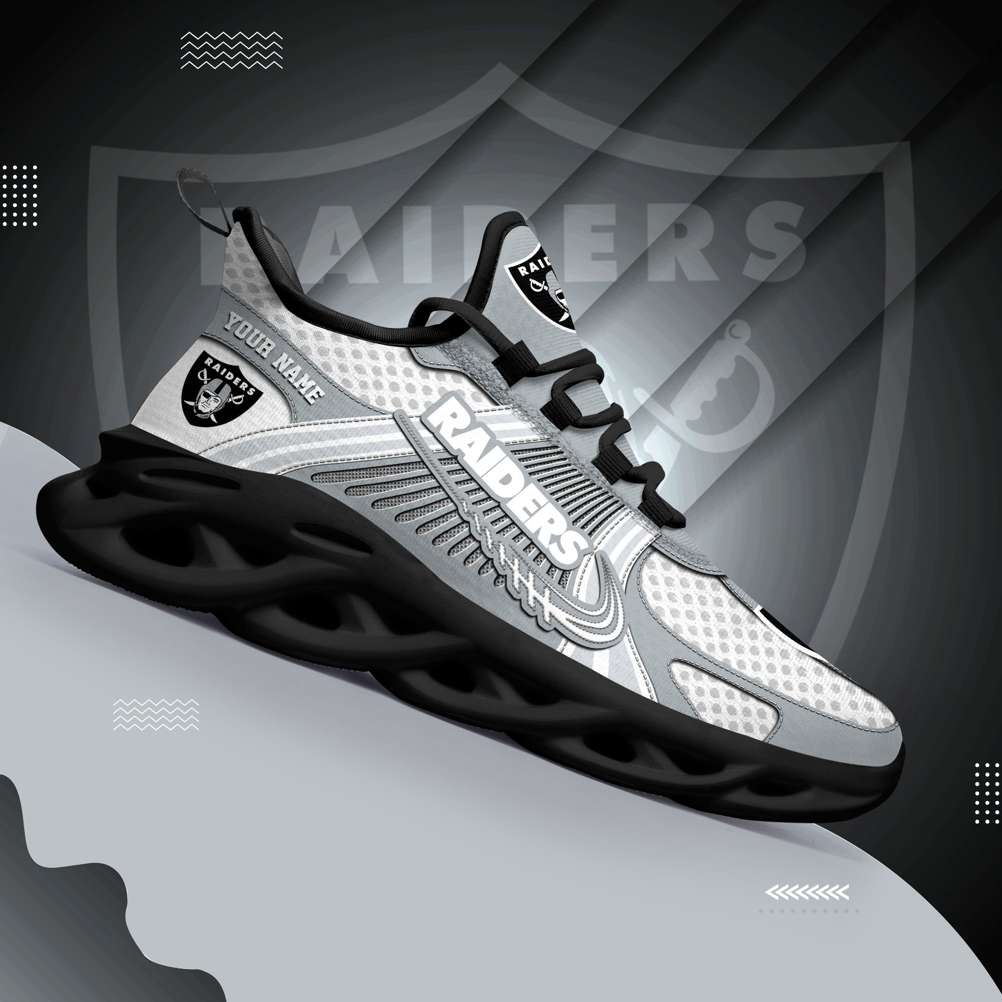 Las Vegas Raiders Clunky Sneakers Custom Your Name, Sport Sneakers For Fans, Gifts For Sport Lovers, Gift For Dad ETRG-62453 - Famjoys Las Vegas Raiders Clunky Sneakers Custom Your Name, Sport Sneakers For Fans, Gifts For Sport Lovers, Gift For Dad ETRG-62453 - Famjoys