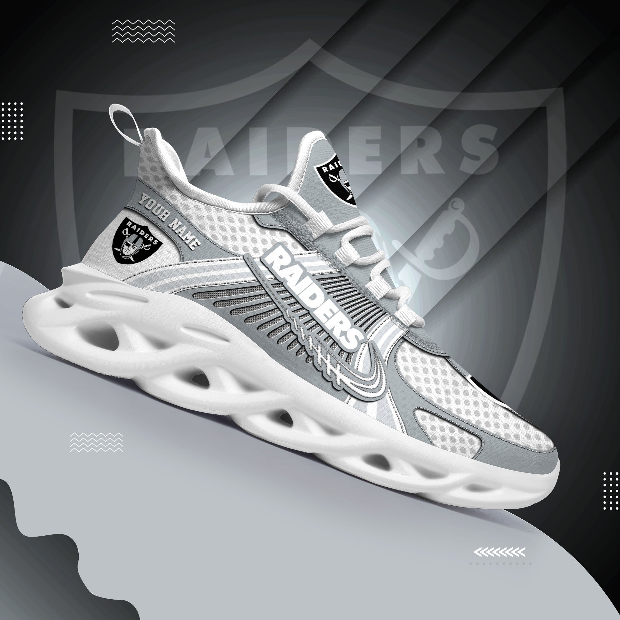 Las Vegas Raiders Clunky Sneakers Custom Your Name, Sport Sneakers For Fans, Gifts For Sport Lovers, Gift For Dad ETRG-62453 - Famjoys Las Vegas Raiders Clunky Sneakers Custom Your Name, Sport Sneakers For Fans, Gifts For Sport Lovers, Gift For Dad ETRG-62453 - Famjoys