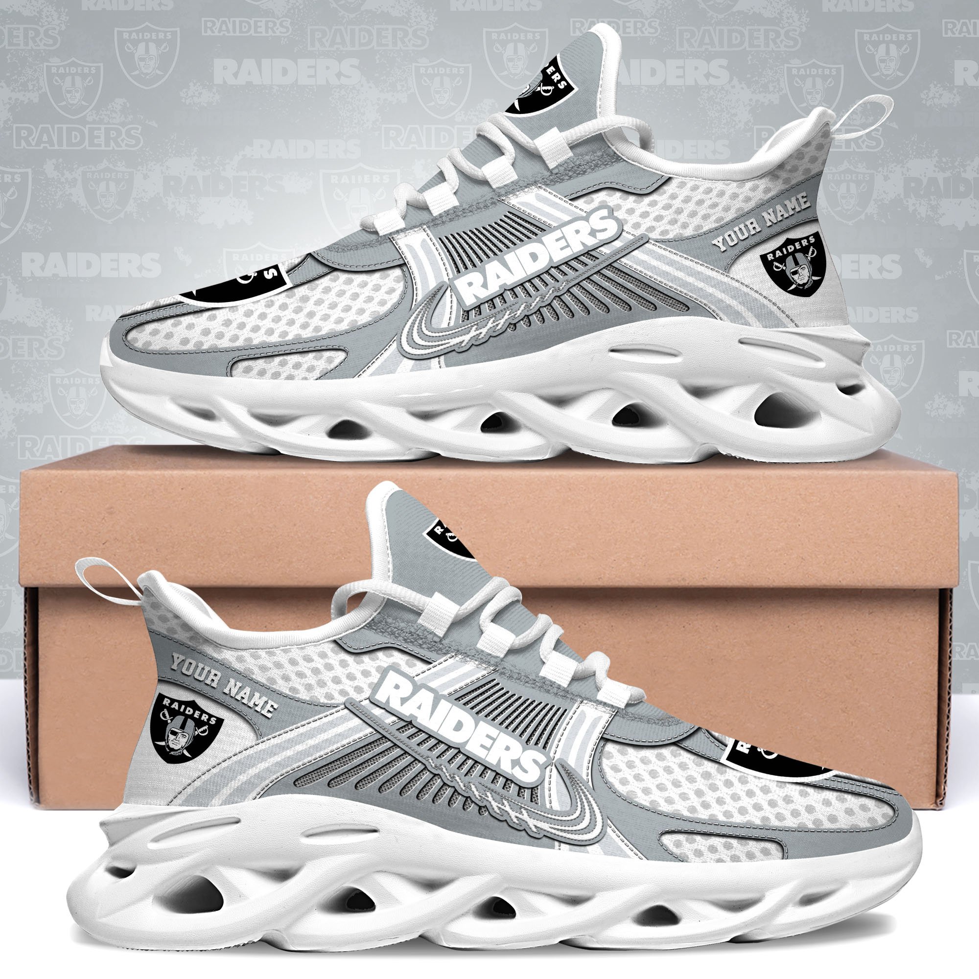 Las Vegas Raiders Clunky Sneakers Custom Your Name, Sport Sneakers For Fans, Gifts For Sport Lovers, Gift For Dad ETRG-62453 - Famjoys Las Vegas Raiders Clunky Sneakers Custom Your Name, Sport Sneakers For Fans, Gifts For Sport Lovers, Gift For Dad ETRG-62453 - Famjoys