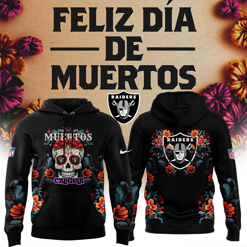 Las Vegas Raiders Dia De Los Muertos Premium Hoodie - Famjoys Las Vegas Raiders Dia De Los Muertos Premium Hoodie - Famjoys