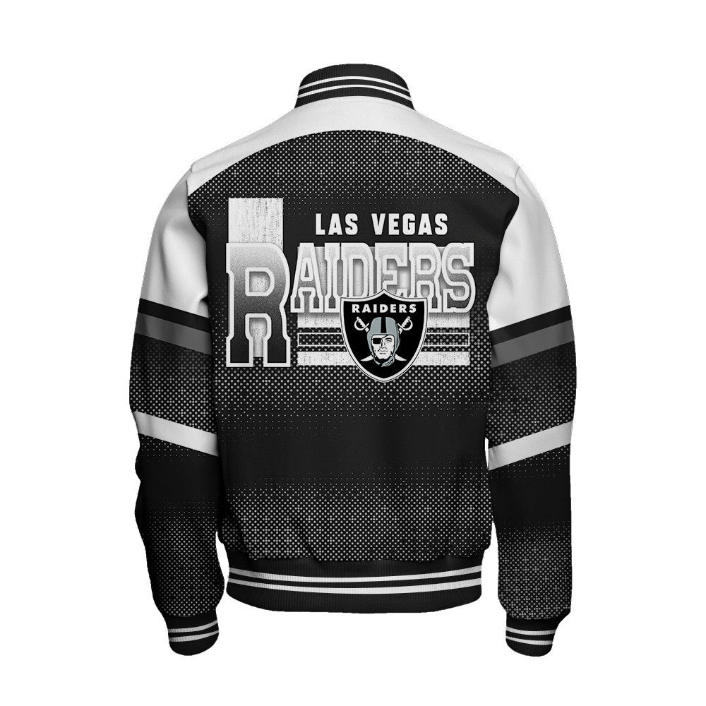 Las Vegas Raiders - Fearless Warrior Unisex Varsity Jacket - Famjoys Las Vegas Raiders - Fearless Warrior Unisex Varsity Jacket - Famjoys