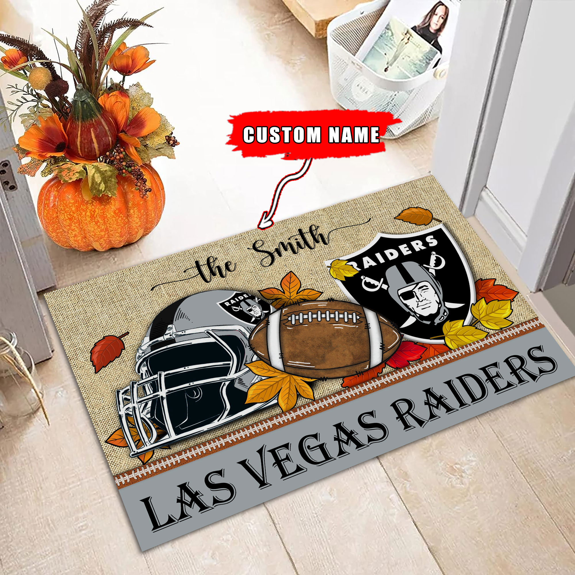 Las Vegas Raiders Football Doormat - Famjoys Las Vegas Raiders Football Doormat - Famjoys