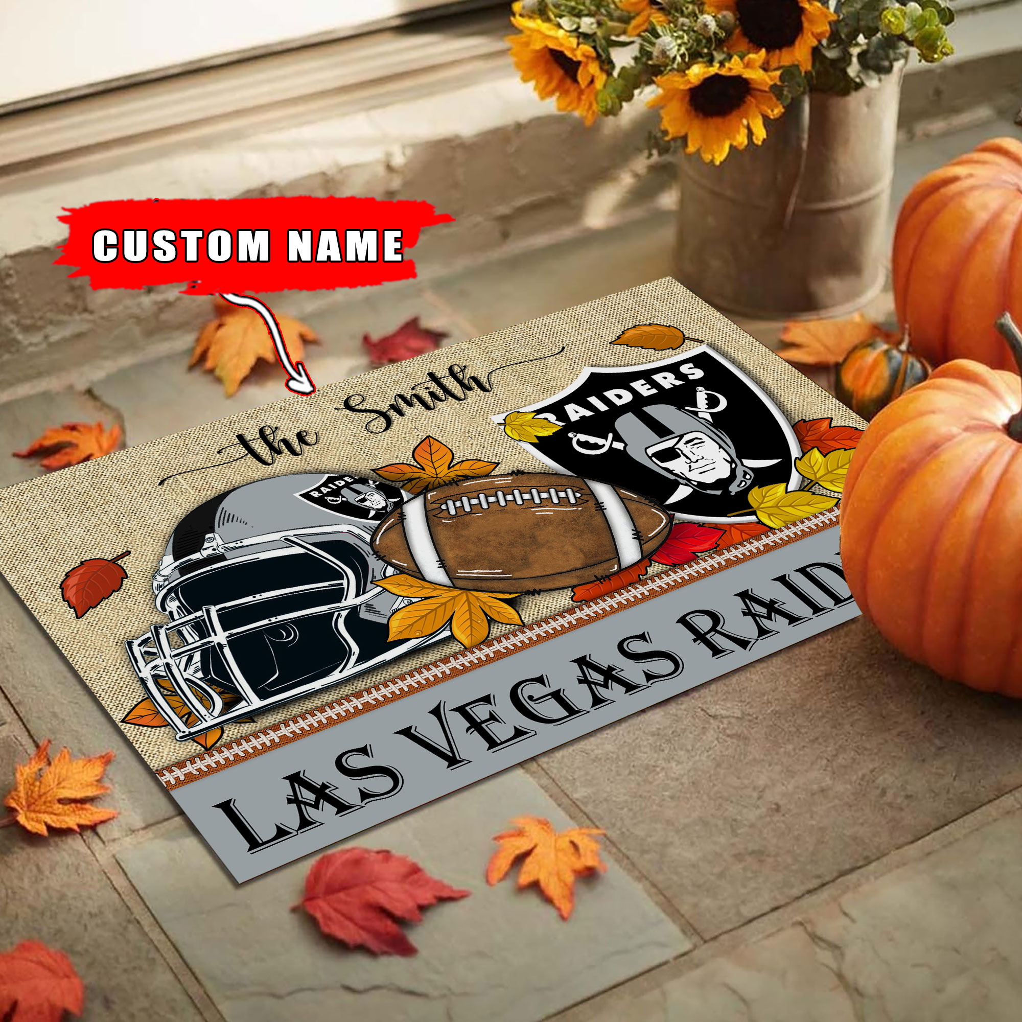 Las Vegas Raiders Football Doormat - Famjoys Las Vegas Raiders Football Doormat - Famjoys