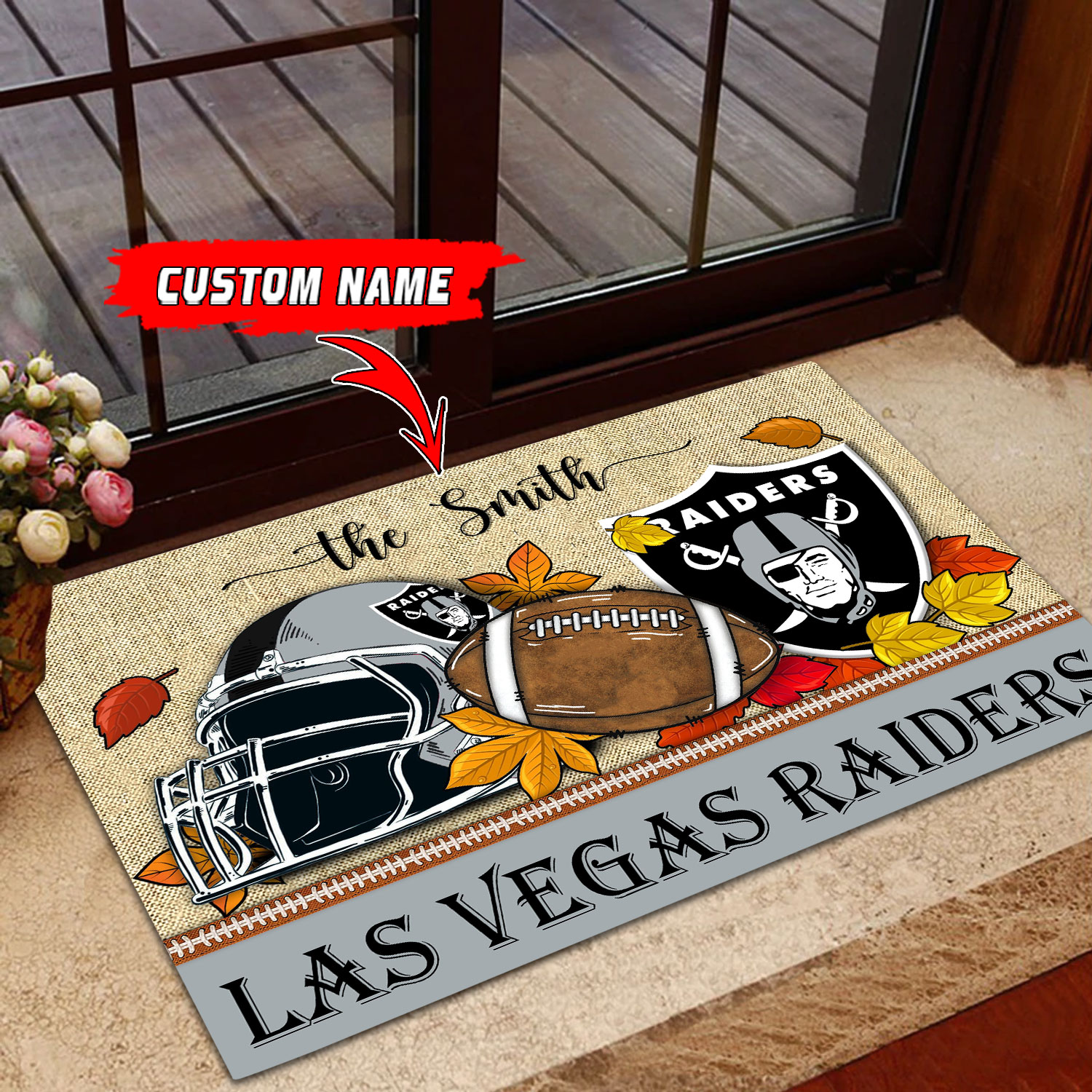 Las Vegas Raiders Football Doormat - Famjoys Las Vegas Raiders Football Doormat - Famjoys