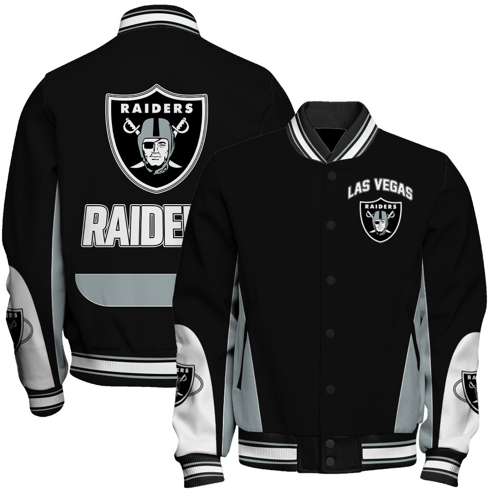 Las Vegas Raiders - In Sync With The Home Team Unisex Varsity Jacket - Famjoys Las Vegas Raiders - In Sync With The Home Team Unisex Varsity Jacket - Famjoys