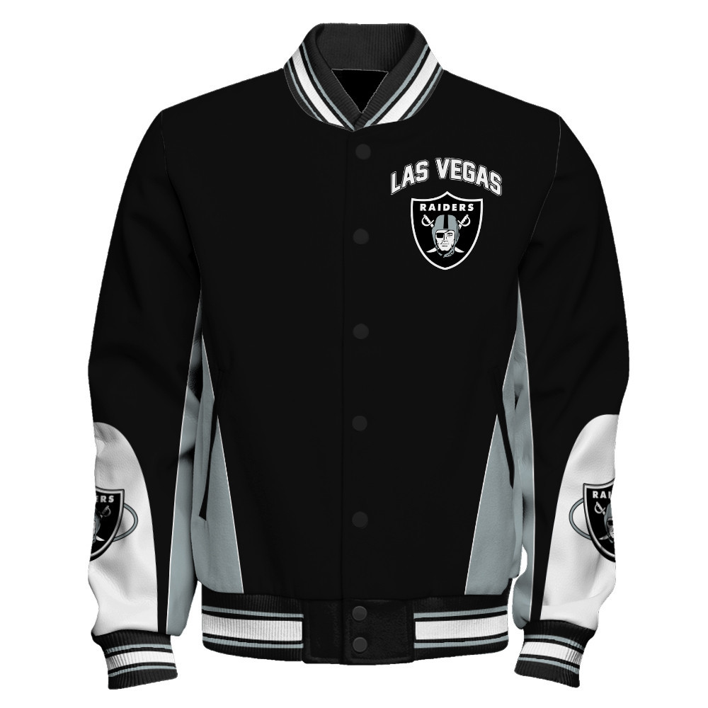Las Vegas Raiders - In Sync With The Home Team Unisex Varsity Jacket - Famjoys Las Vegas Raiders - In Sync With The Home Team Unisex Varsity Jacket - Famjoys