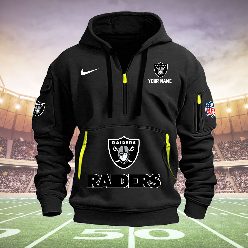 Las Vegas Raiders New Personalized Quarter Zip Hoodie AZBTQZH000021 - Famjoys Las Vegas Raiders New Personalized Quarter Zip Hoodie AZBTQZH000021 - Famjoys