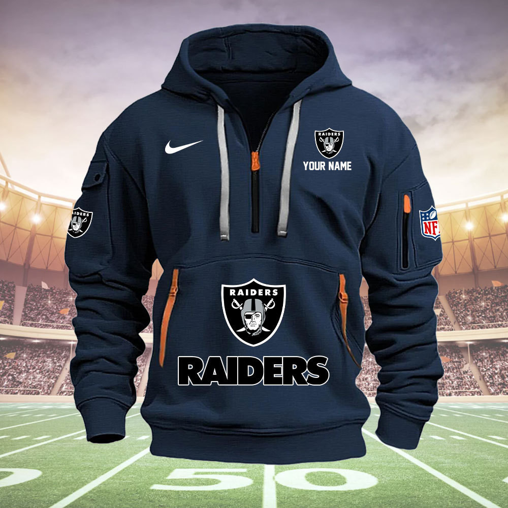 Las Vegas Raiders New Personalized Quarter Zip Hoodie AZBTQZH000021 - Famjoys Las Vegas Raiders New Personalized Quarter Zip Hoodie AZBTQZH000021 - Famjoys