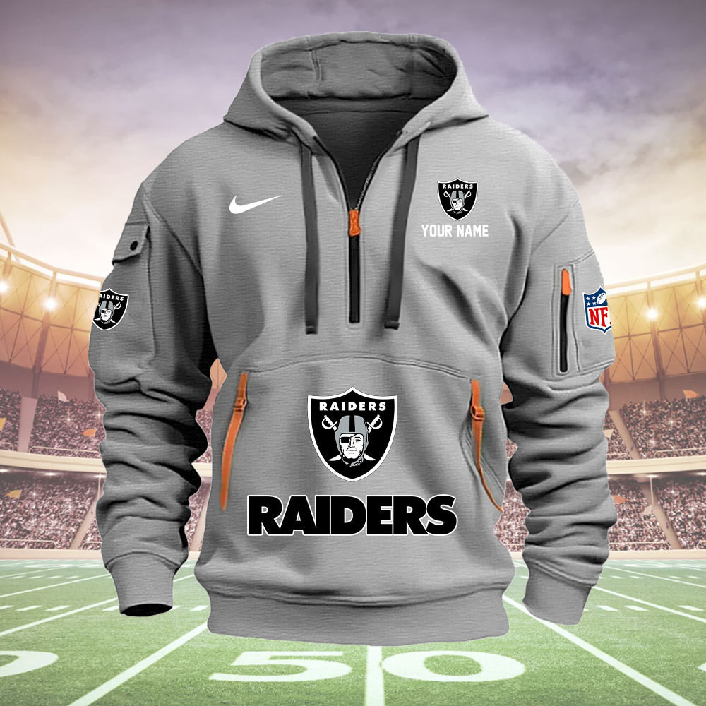 Las Vegas Raiders New Personalized Quarter Zip Hoodie AZBTQZH000021 - Famjoys Las Vegas Raiders New Personalized Quarter Zip Hoodie AZBTQZH000021 - Famjoys