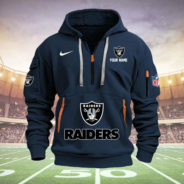 Las Vegas Raiders New Personalized Quarter Zip Hoodie AZBTQZH000021 - Famjoys Las Vegas Raiders New Personalized Quarter Zip Hoodie AZBTQZH000021 - Famjoys