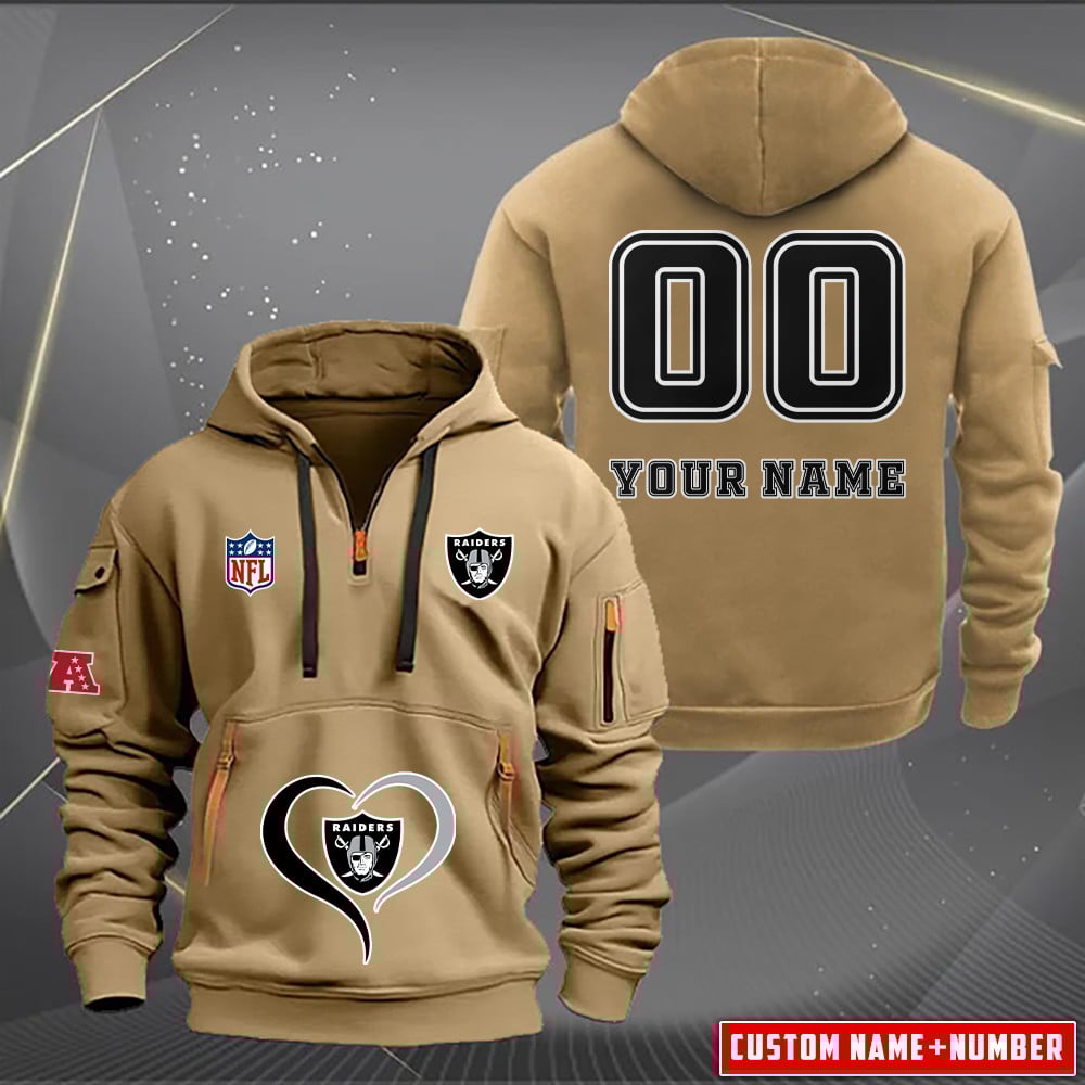 Las Vegas Raiders New Personalized Quarter Zip Hoodie AZBTQZH000129 - Famjoys Las Vegas Raiders New Personalized Quarter Zip Hoodie AZBTQZH000129 - Famjoys