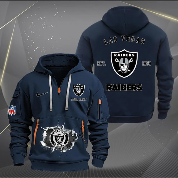 Las Vegas Raiders New Personalized Quarter Zip Hoodie AZBTQZH000136 - Famjoys Las Vegas Raiders New Personalized Quarter Zip Hoodie AZBTQZH000136 - Famjoys
