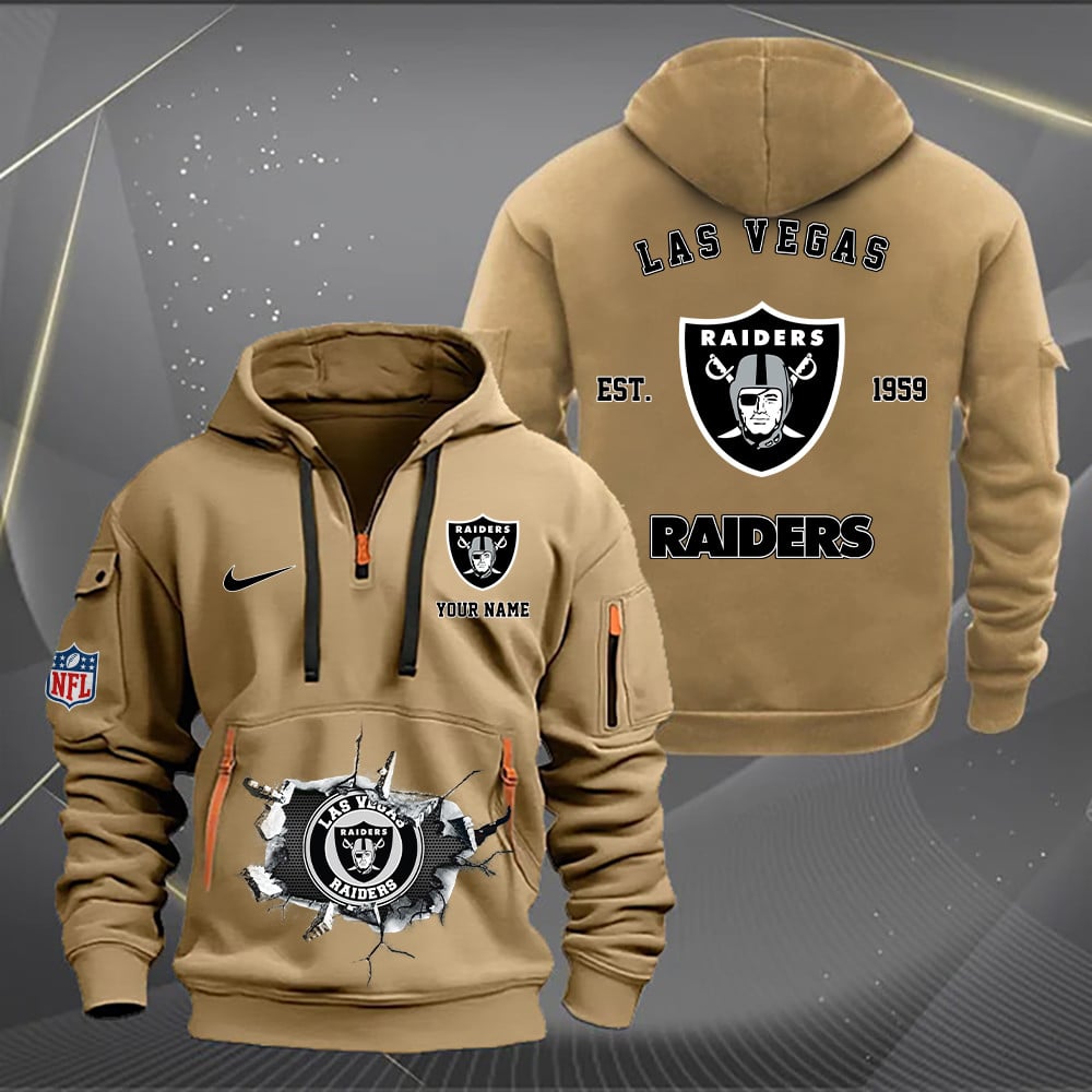 Las Vegas Raiders New Personalized Quarter Zip Hoodie AZBTQZH000136 - Famjoys Las Vegas Raiders New Personalized Quarter Zip Hoodie AZBTQZH000136 - Famjoys