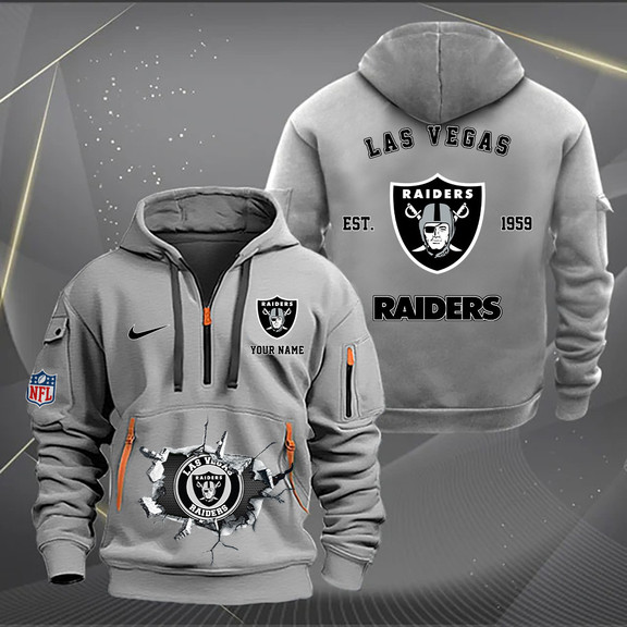 Las Vegas Raiders New Personalized Quarter Zip Hoodie AZBTQZH000136 - Famjoys Las Vegas Raiders New Personalized Quarter Zip Hoodie AZBTQZH000136 - Famjoys