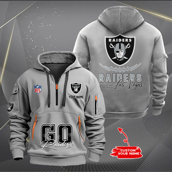 Las Vegas Raiders New Personalized Quarter Zip Hoodie AZBTQZH000162 - Famjoys Las Vegas Raiders New Personalized Quarter Zip Hoodie AZBTQZH000162 - Famjoys