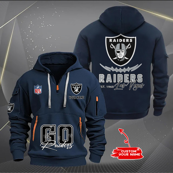 Las Vegas Raiders New Personalized Quarter Zip Hoodie AZBTQZH000162 - Famjoys Las Vegas Raiders New Personalized Quarter Zip Hoodie AZBTQZH000162 - Famjoys