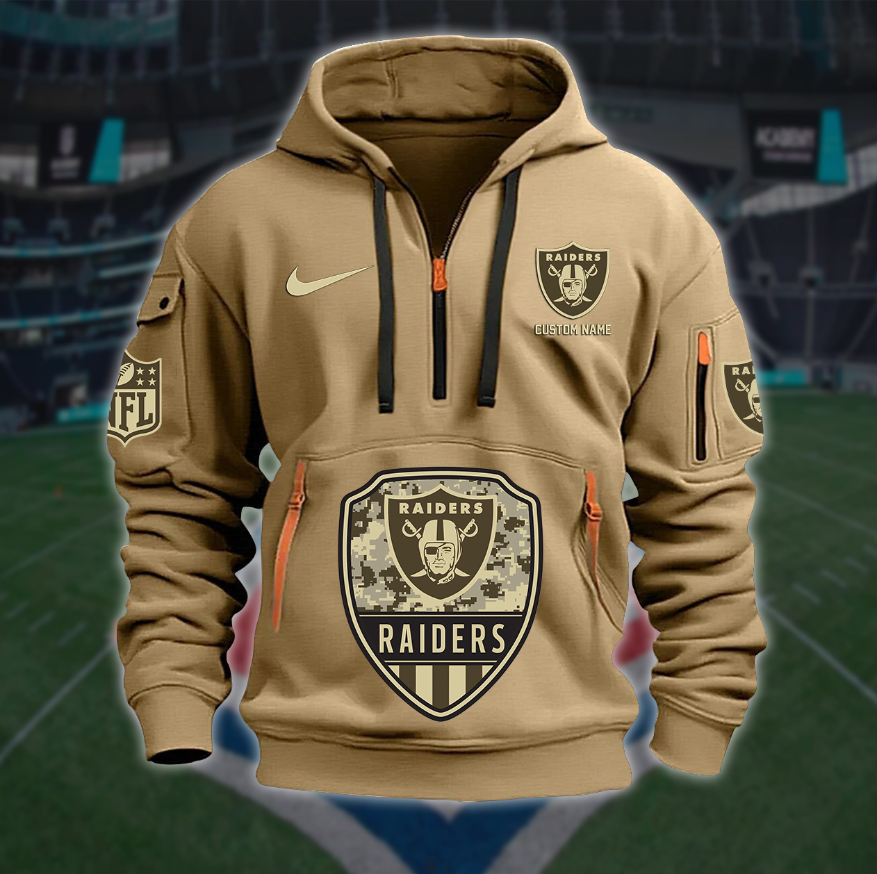 Las Vegas Raiders New Personalized Quarter Zip Hoodie AZBTQZH000198 - Famjoys Las Vegas Raiders New Personalized Quarter Zip Hoodie AZBTQZH000198 - Famjoys