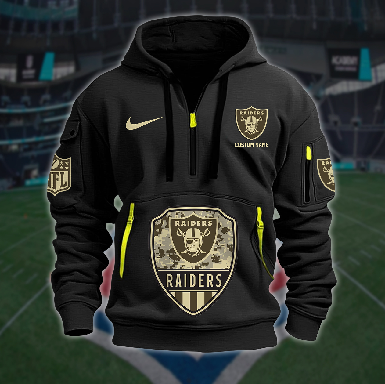 Las Vegas Raiders New Personalized Quarter Zip Hoodie AZBTQZH000198 - Famjoys Las Vegas Raiders New Personalized Quarter Zip Hoodie AZBTQZH000198 - Famjoys