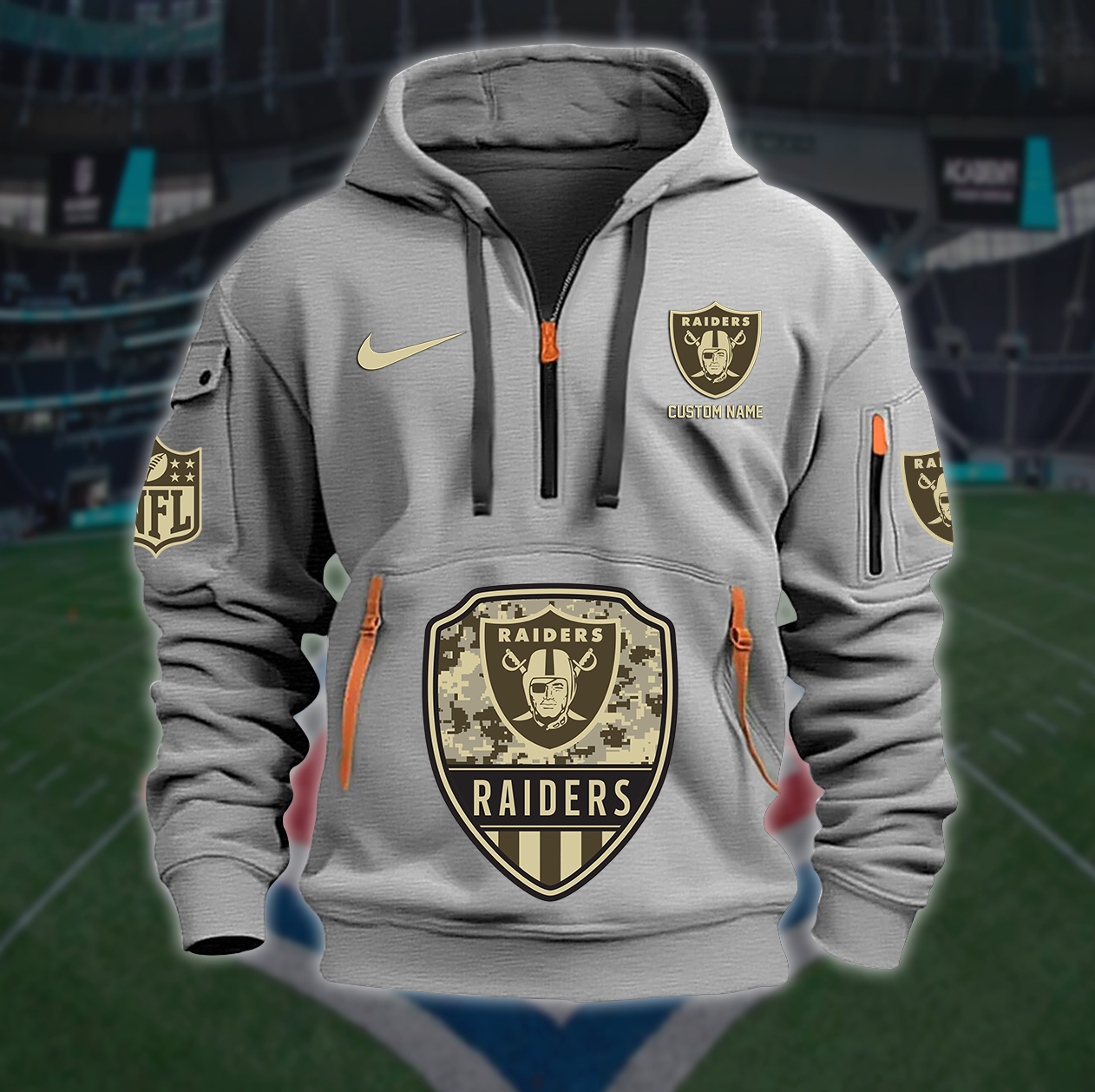 Las Vegas Raiders New Personalized Quarter Zip Hoodie AZBTQZH000198 - Famjoys Las Vegas Raiders New Personalized Quarter Zip Hoodie AZBTQZH000198 - Famjoys