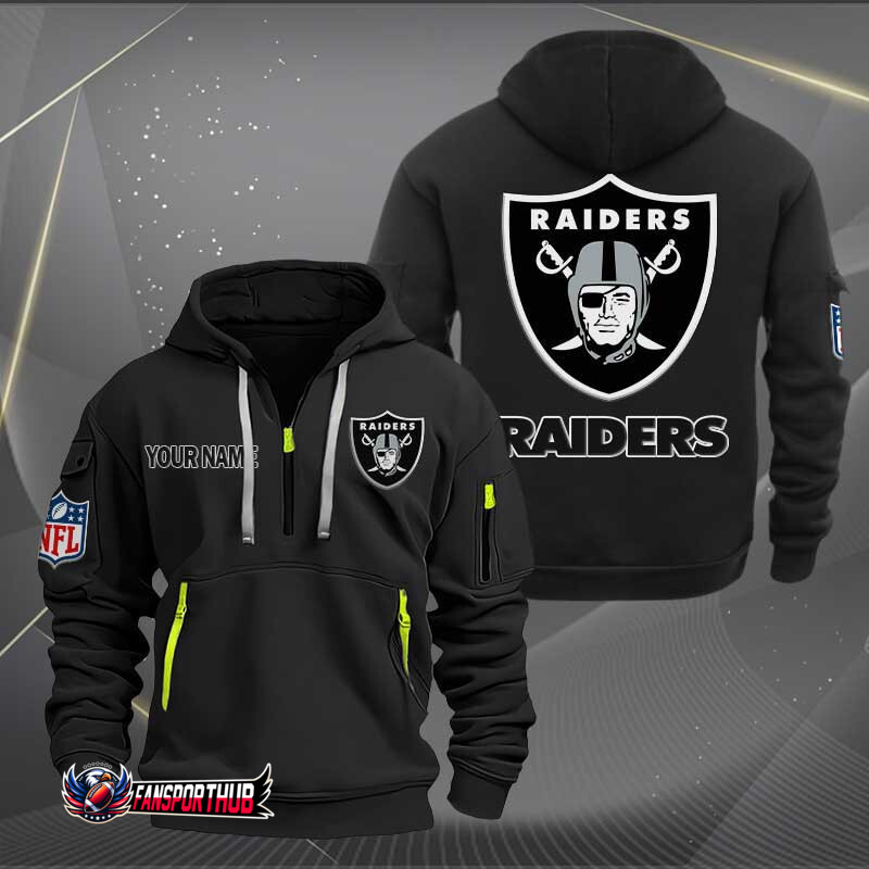 Las Vegas Raiders New Personalized Quarter Zip Hoodie AZBTQZH000234 - Famjoys Las Vegas Raiders New Personalized Quarter Zip Hoodie AZBTQZH000234 - Famjoys