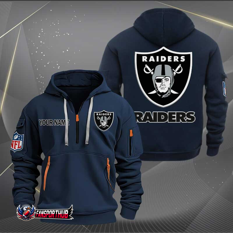 Las Vegas Raiders New Personalized Quarter Zip Hoodie AZBTQZH000234 - Famjoys Las Vegas Raiders New Personalized Quarter Zip Hoodie AZBTQZH000234 - Famjoys