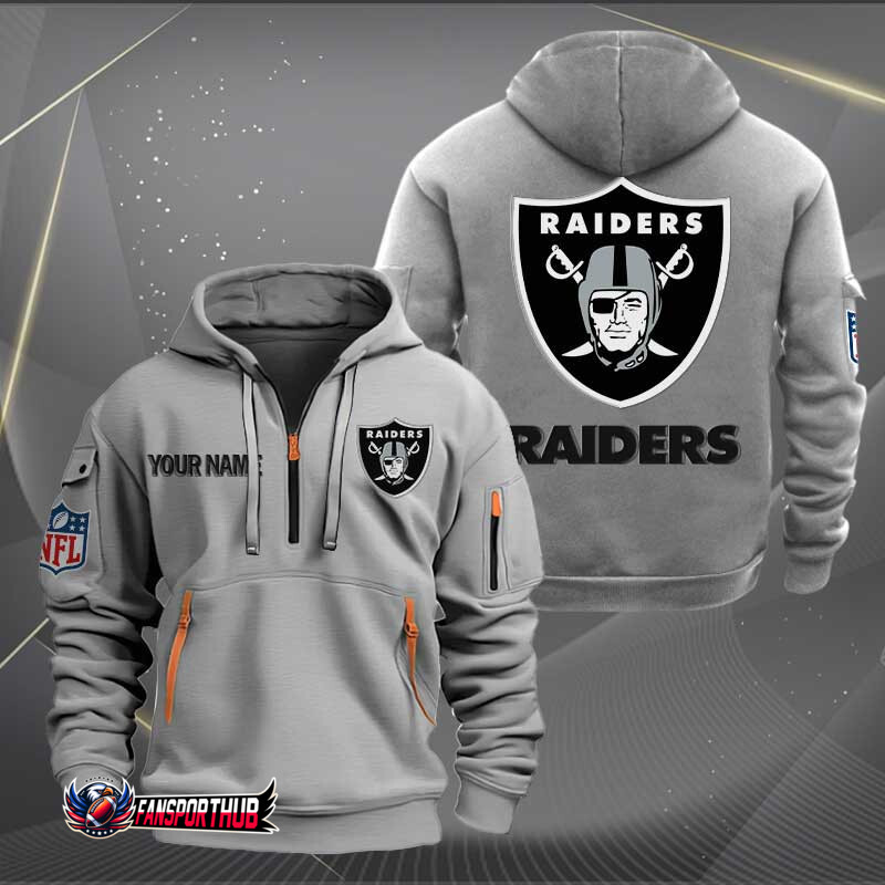 Las Vegas Raiders New Personalized Quarter Zip Hoodie AZBTQZH000234 - Famjoys Las Vegas Raiders New Personalized Quarter Zip Hoodie AZBTQZH000234 - Famjoys