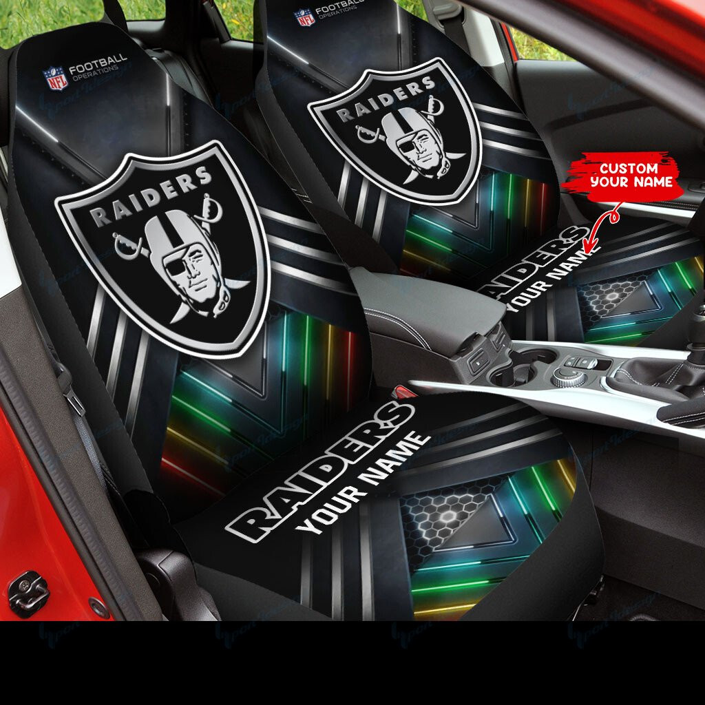 Las Vegas Raiders Personalized Car Seat Covers BG306 - Famjoys Las Vegas Raiders Personalized Car Seat Covers BG306 - Famjoys