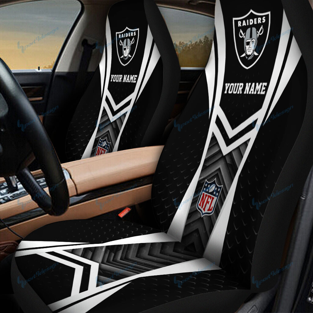 Las Vegas Raiders Personalized Car Seat Covers BG60 - Famjoys Las Vegas Raiders Personalized Car Seat Covers BG60 - Famjoys