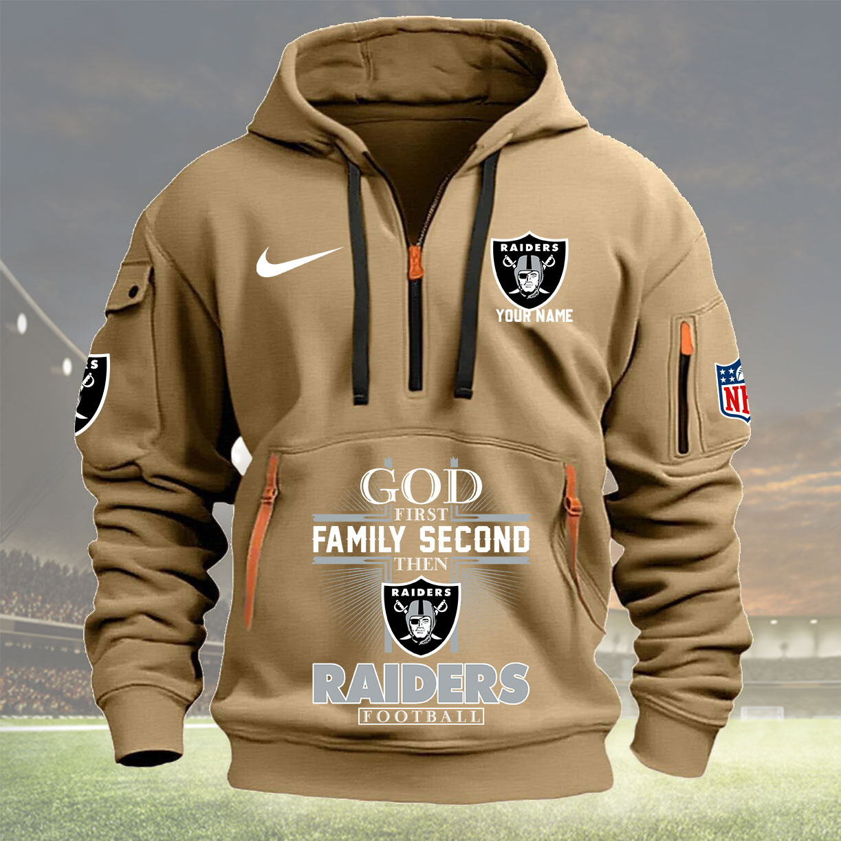 Las Vegas Raiders Personalized Quarter Zip Hoodie New Collection AZBTQZH000263 - Famjoys Las Vegas Raiders Personalized Quarter Zip Hoodie New Collection AZBTQZH000263 - Famjoys