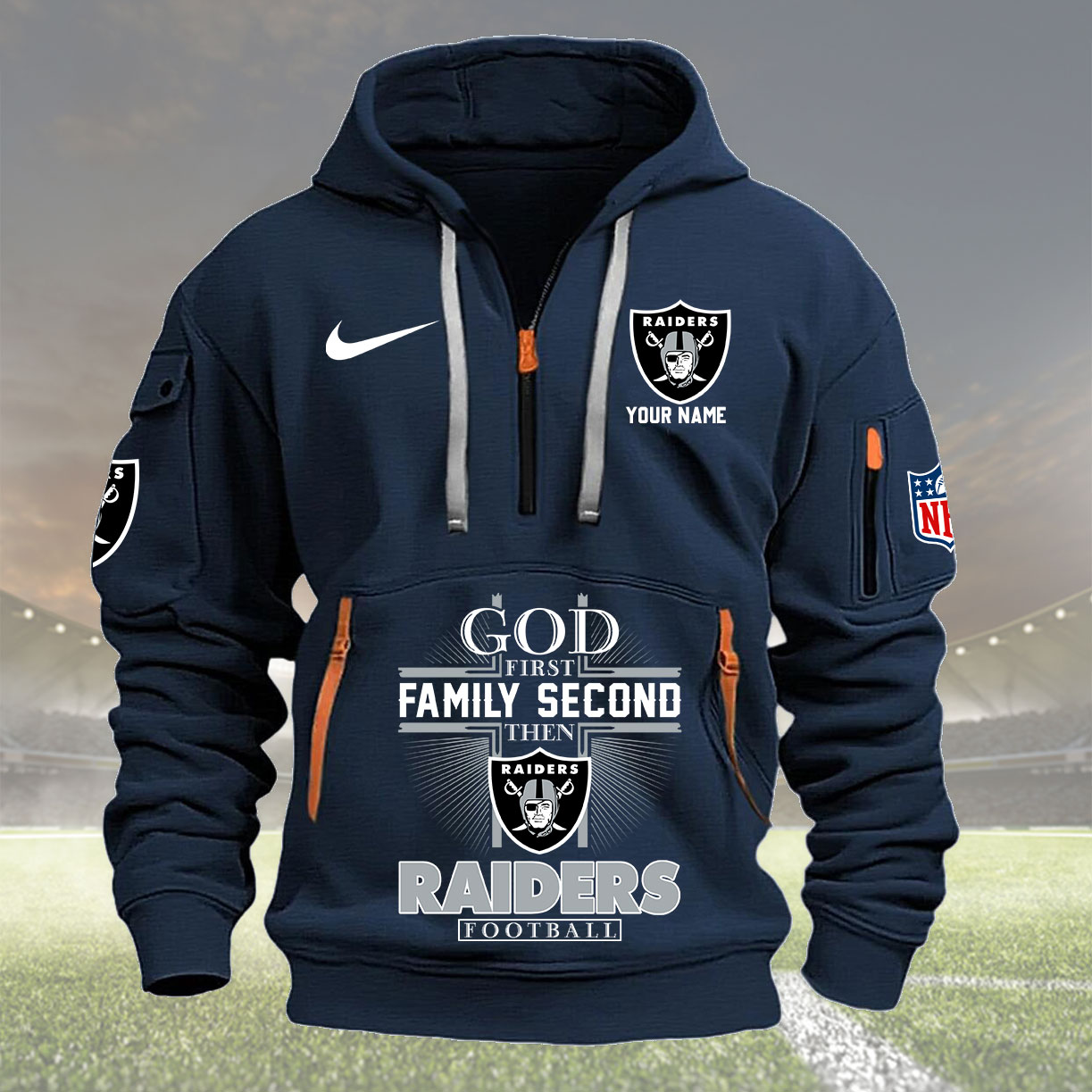 Las Vegas Raiders Personalized Quarter Zip Hoodie New Collection AZBTQZH000263 - Famjoys Las Vegas Raiders Personalized Quarter Zip Hoodie New Collection AZBTQZH000263 - Famjoys