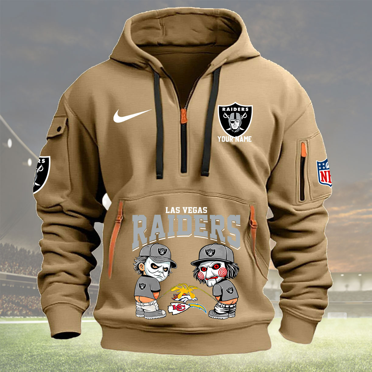 Las Vegas Raiders Personalized Quarter Zip Hoodie New Collection AZBTQZH000297 - Famjoys Las Vegas Raiders Personalized Quarter Zip Hoodie New Collection AZBTQZH000297 - Famjoys