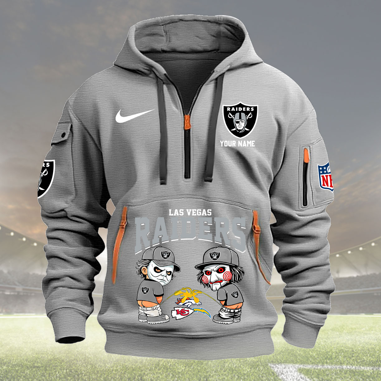 Las Vegas Raiders Personalized Quarter Zip Hoodie New Collection AZBTQZH000297 - Famjoys Las Vegas Raiders Personalized Quarter Zip Hoodie New Collection AZBTQZH000297 - Famjoys