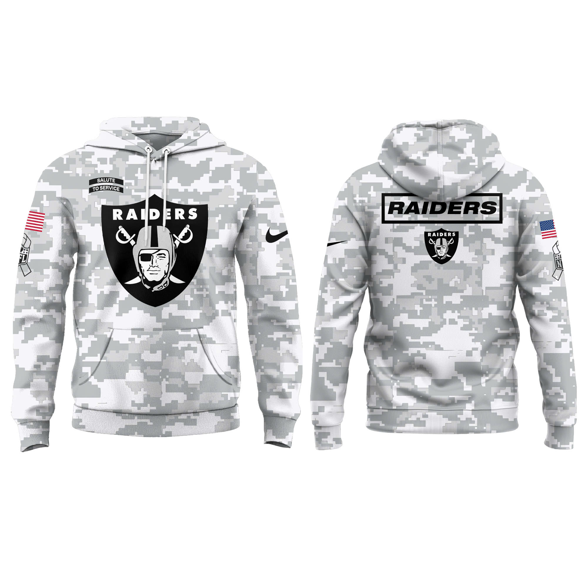 Las Vegas Raiders Salute to Service Club Fleece Pullover Hoodie - Famjoys Las Vegas Raiders Salute to Service Club Fleece Pullover Hoodie - Famjoys
