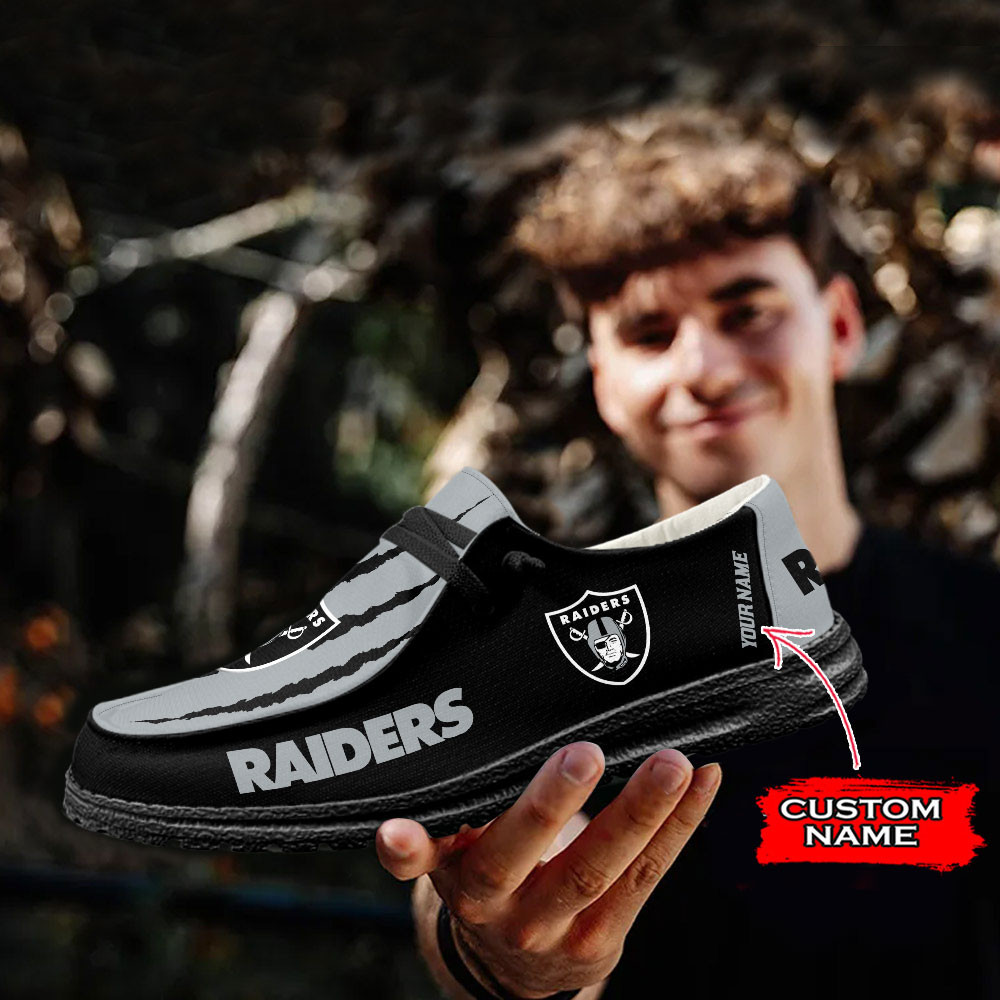 Las Vegas Raiders Scratch Hey Dude Shoes – Moccasin Slipper - Famjoys Las Vegas Raiders Scratch Hey Dude Shoes – Moccasin Slipper - Famjoys