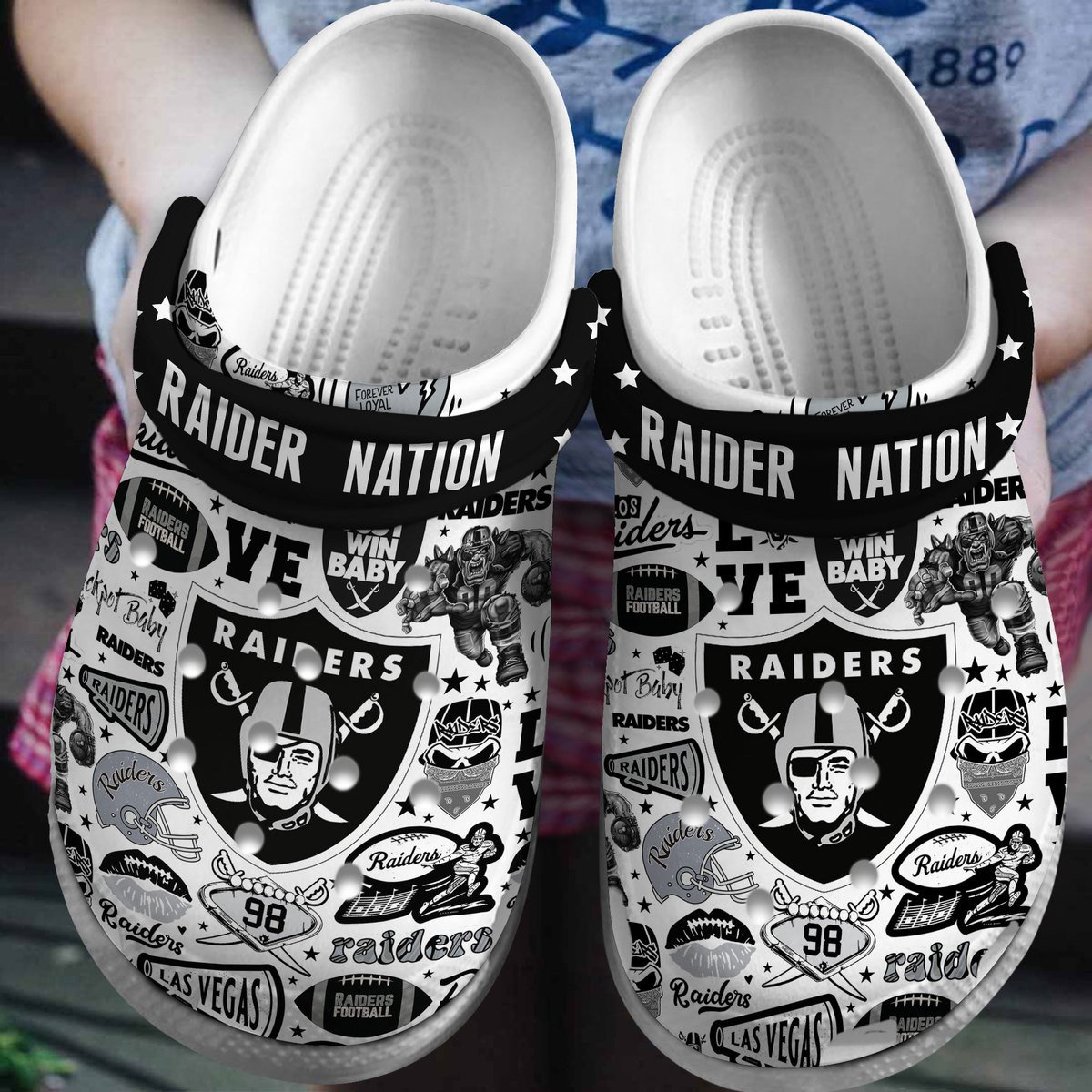 Las Vegas Raiders Sport Crocs Crocband Clogs Shoes Comfortable For Men Women