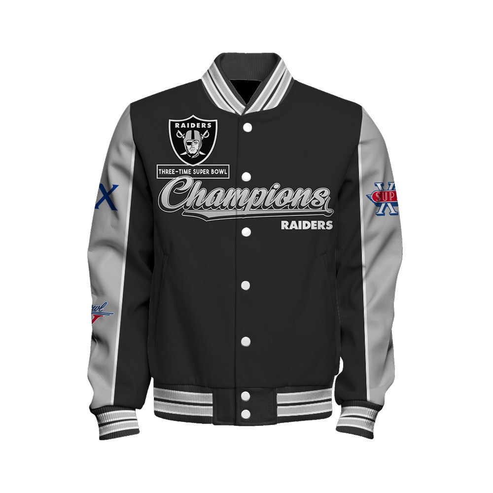 Las Vegas Raiders Super Bowl Champions Live For These Colors Varsity Jacket - Famjoys Las Vegas Raiders Super Bowl Champions Live For These Colors Varsity Jacket - Famjoys