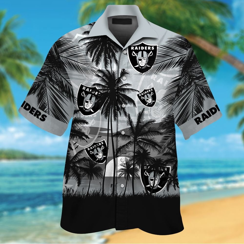 Las Vegas Raiders Tropical Hawaiian Shirt - Famjoys Las Vegas Raiders Tropical Hawaiian Shirt - Famjoys