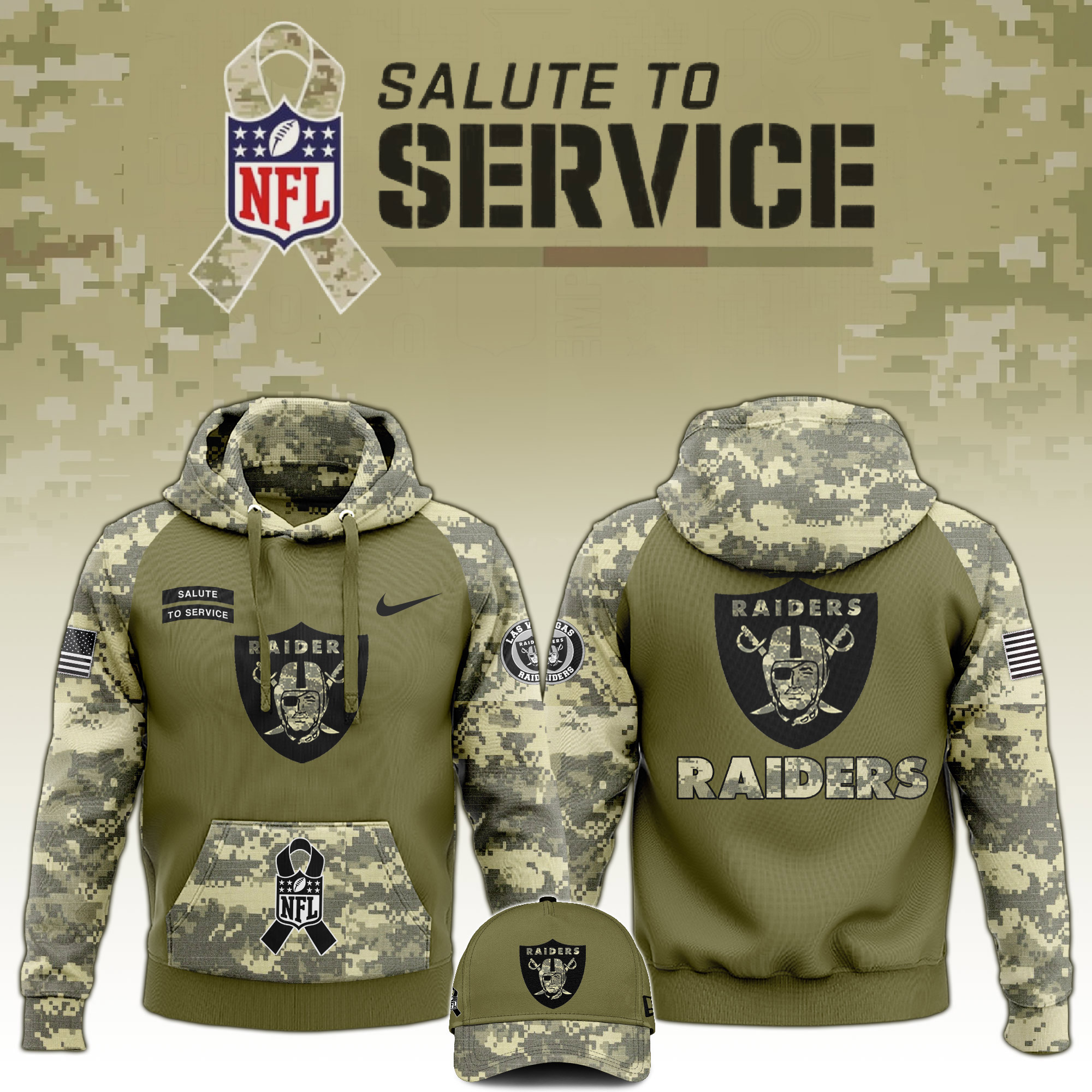 Las Vegas Raiders Veterans Day Hoodie - Famjoys Las Vegas Raiders Veterans Day Hoodie - Famjoys