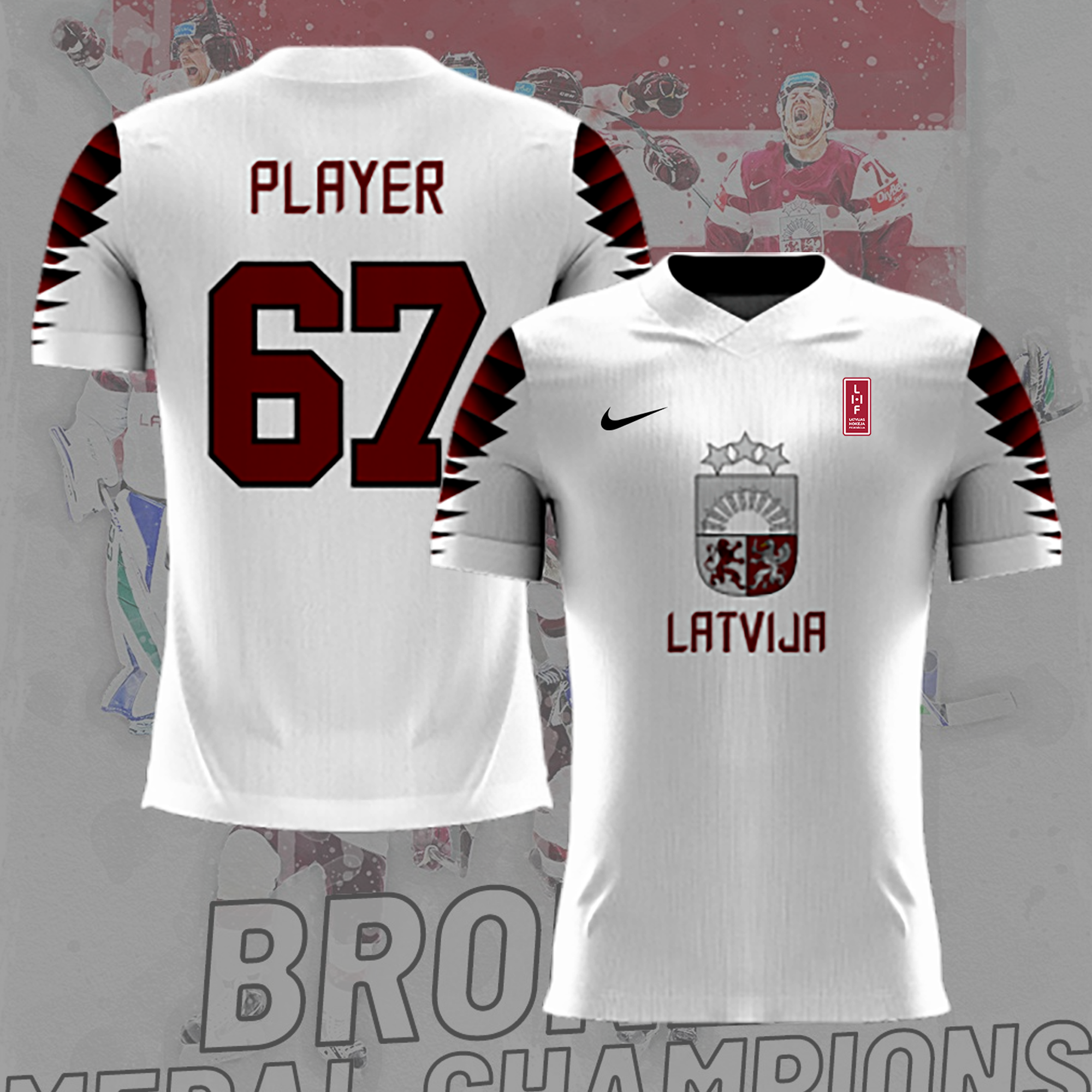 Latvian Ice Hockey 2023 IIIHF Worlds Custom Shirt - Famjoys Latvian Ice Hockey 2023 IIIHF Worlds Custom Shirt - Famjoys