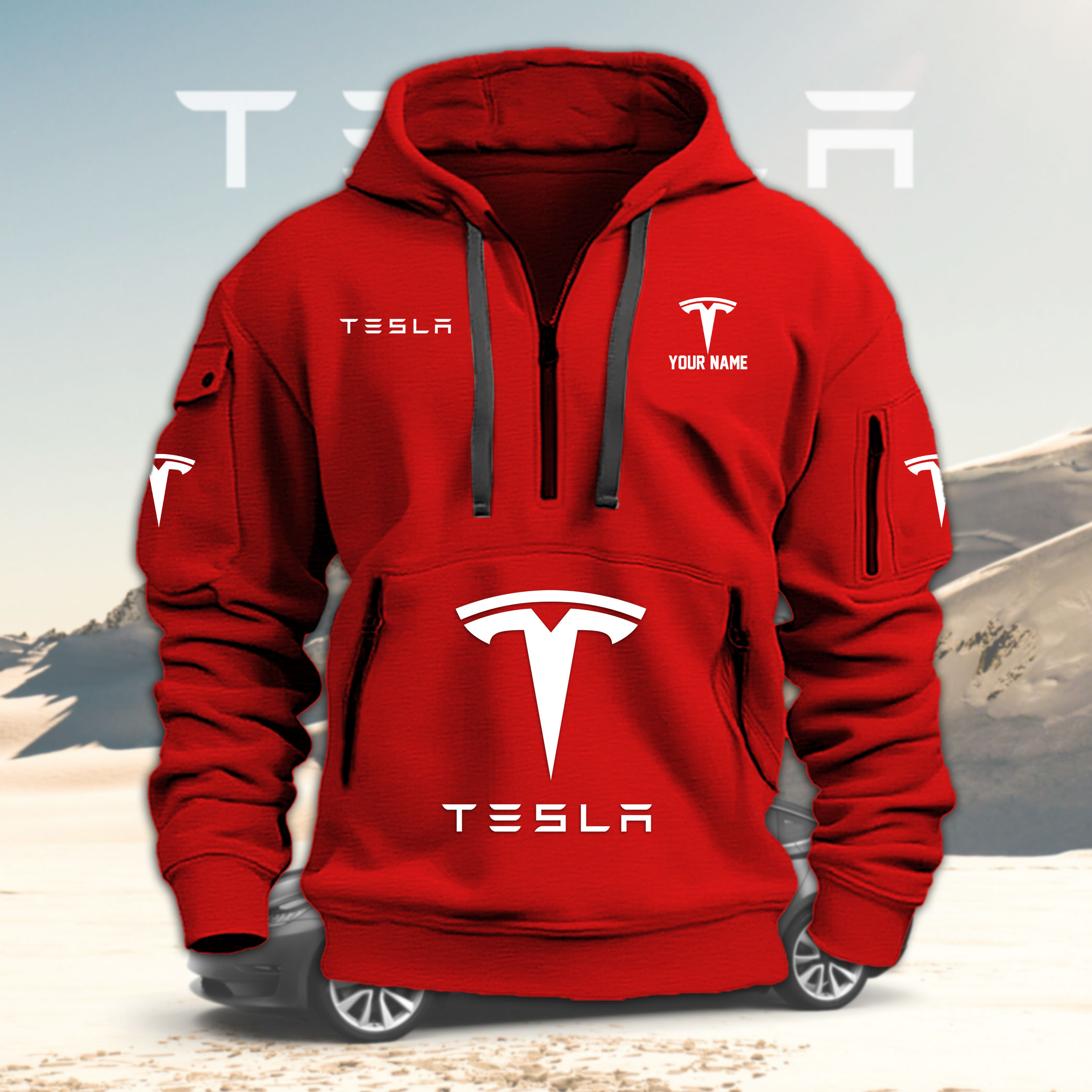 LFKLPC2985 TESLA Heavy Hoodie - Famjoys LFKLPC2985 TESLA Heavy Hoodie - Famjoys