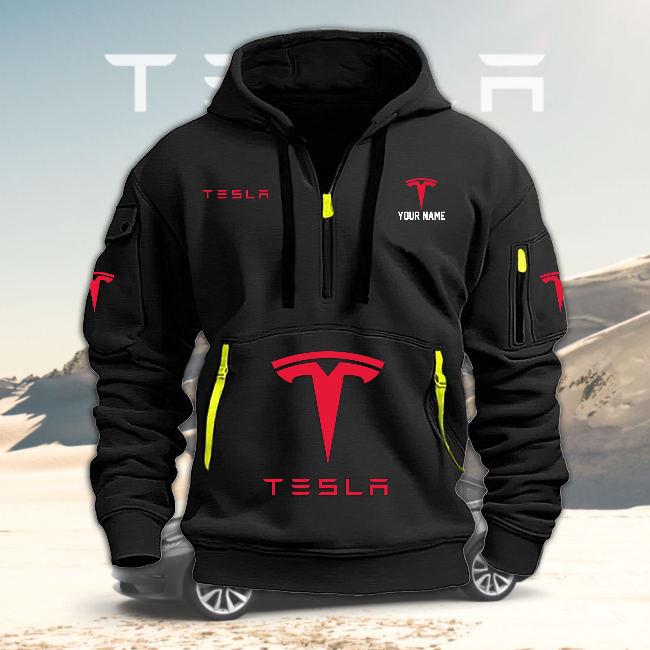 LFKLPC2985 TESLA Heavy Hoodie - Famjoys LFKLPC2985 TESLA Heavy Hoodie - Famjoys