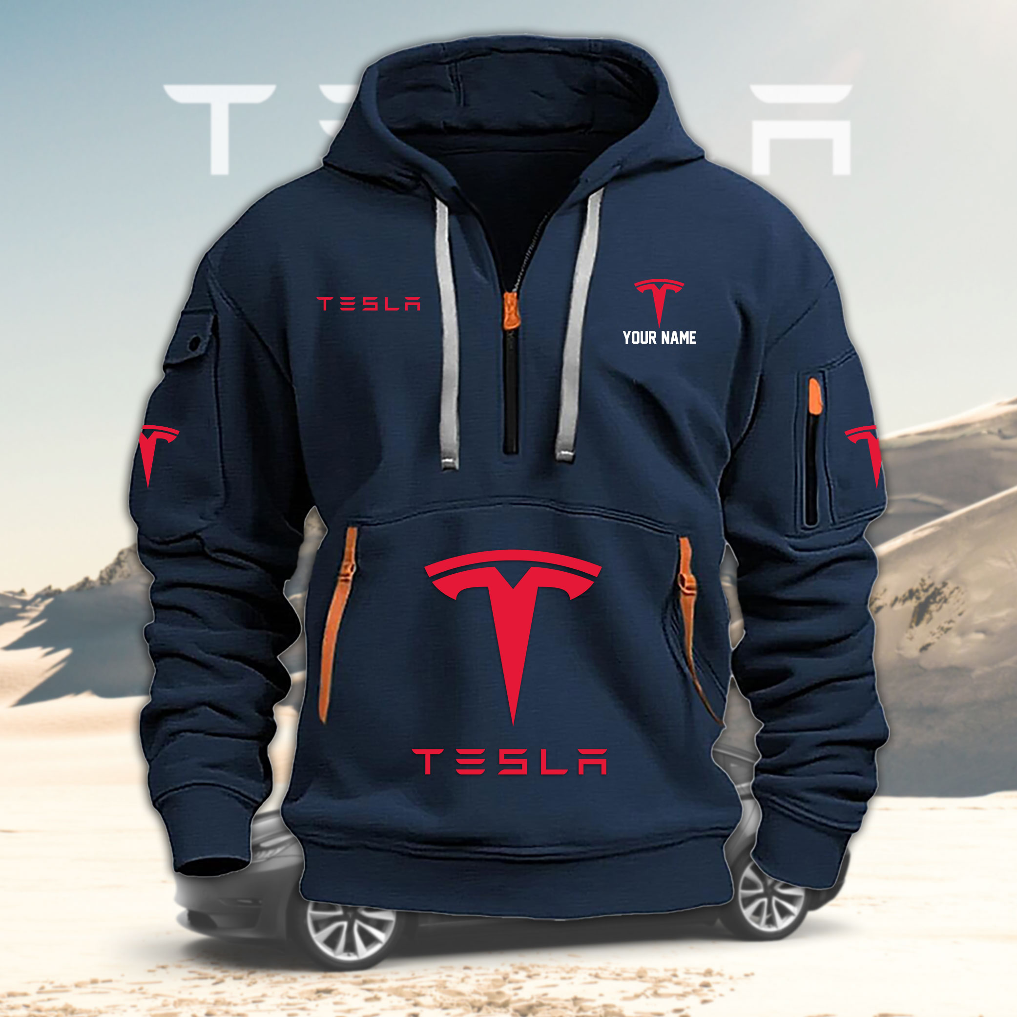 LFKLPC2985 TESLA Heavy Hoodie - Famjoys LFKLPC2985 TESLA Heavy Hoodie - Famjoys