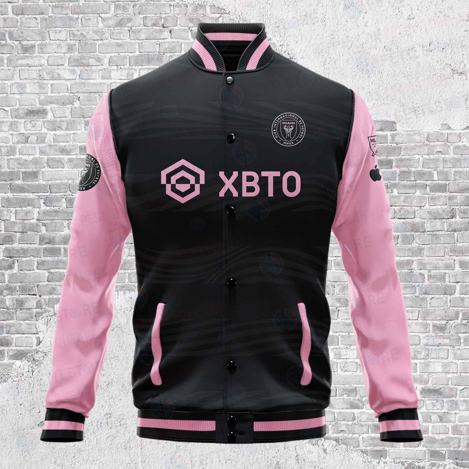 Lionel Messi Goat Inter Miami Varsity Jacket - Famjoys Lionel Messi Goat Inter Miami Varsity Jacket - Famjoys